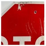 Vintage Metal Stop Sign with Reflective Surface