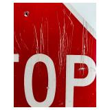 Vintage Metal Stop Sign with Reflective Surface