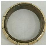 Vintage Carved Bone and Brass Bangle Bracelet with Animal Motif