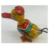 Vintage Wind-Up Tin Duck and Frog Toy Set with Original Box
