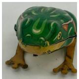 Vintage Wind-Up Tin Duck and Frog Toy Set with Original Box