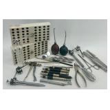 Vintage Dental Instruments and Tool Set with Storage Block