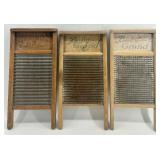 Set of 3 Vintage Wood and Metal Washboards Bust B & C and Baby Grand