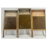 Set of 3 Antique Washboards with Wooden Frames