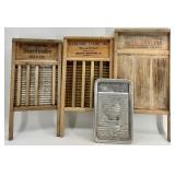 Collection of 4 Vintage Wooden and Metal Washboards - Various Brands
