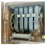 Antique Monarch Wall-Mount Wooden Telephone with Brass Bells