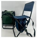 Set of 2 Folding Camping Chairs with Insulated Coolers and Picnic Accessories