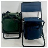 Set of 2 Folding Camping Chairs with Insulated Coolers and Picnic Accessories