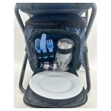 Set of 2 Folding Camping Chairs with Insulated Coolers and Picnic Accessories