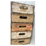 Set of 5 Vintage Pepsi Wooden Soda Crates with Bottle Dividers