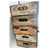 Set of 5 Vintage Pepsi Wooden Soda Crates with Bottle Dividers