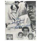 Rod Carew Autographed Memorabilia Set - Framed 1987 Poster, Baseball, and Twins Coke Bottles