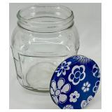 Set of 3 Glass Storage Jars with Colorful Floral Lids