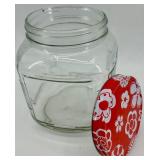 Set of 3 Glass Storage Jars with Colorful Floral Lids