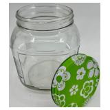 Set of 3 Glass Storage Jars with Colorful Floral Lids