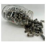 Collection of Vintage Vacuum Tubes in Glass Jar