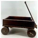 Vintage Wooden Toy Wagon with Handle