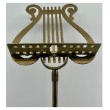 Vintage Brass Lyre-Shaped Adjustable Music Stand, Made in Taiwan