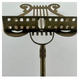 Vintage Brass Lyre-Shaped Adjustable Music Stand, Made in Taiwan