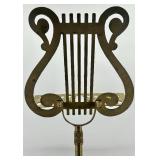 Vintage Brass Lyre-Shaped Adjustable Music Stand, Made in Taiwan