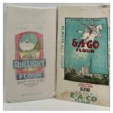 Pair of Vintage Flour Sack Cloth Bags EACO and Air Light 49 lb Advertising