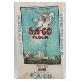 Pair of Vintage Flour Sack Cloth Bags EACO and Air Light 49 lb Advertising