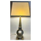 Geometric Table Lamp with Square Shade and Dual Sockets