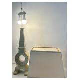 Geometric Table Lamp with Square Shade and Dual Sockets