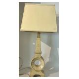 Geometric Table Lamp with Square Shade and Dual Sockets