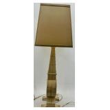 Geometric Table Lamp with Square Shade and Dual Sockets