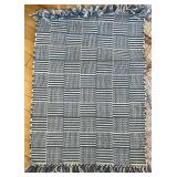 Set of 4 Woven Area Rugs with Striped and Checkered Patterns