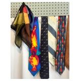 Collection of 10 Vintage Silk and Designer Neckties with Pocket Squares