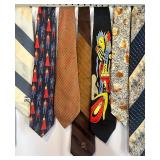 Collection of 10 Vintage Silk and Designer Neckties with Pocket Squares