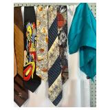 Collection of 10 Vintage Silk and Designer Neckties with Pocket Squares