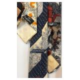 Collection of 10 Vintage Silk and Designer Neckties with Pocket Squares