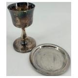 Collection of Vintage Silverplate Communion Pieces Including Chalice, Cruet, and Patens
