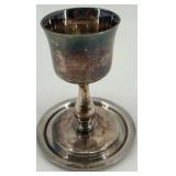 Collection of Vintage Silverplate Communion Pieces Including Chalice, Cruet, and Patens