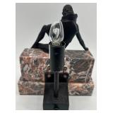 Art Deco Style Marble Base Table Lamp with Female Figure