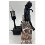 Art Deco Style Marble Base Table Lamp with Female Figure