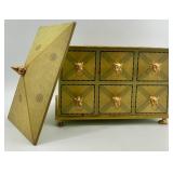 Decorative Chest with Gold Lion Pulls and Ornate Lid