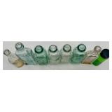 Collection of 8 Vintage Glass Bottles and Jars Mixed Shapes and Colors