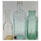 Collection of 8 Vintage Glass Bottles and Jars Mixed Shapes and Colors