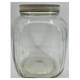 Large Vintage Glass Storage Jar with Metal Lid