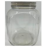 Large Vintage Glass Storage Jar with Metal Lid