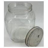 Large Vintage Glass Storage Jar with Metal Lid