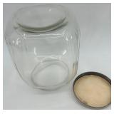 Large Vintage Glass Storage Jar with Metal Lid