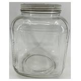 Vintage Clear Glass Storage Jar with Metal Lid