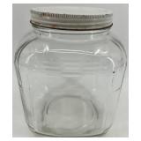 Vintage Clear Glass Storage Jar with Metal Lid