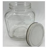 Vintage Clear Glass Storage Jar with Metal Lid