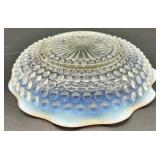 Set of Vintage Hobnail Opalescent Glass Bowls, Divided Dishes, and Candle Holders